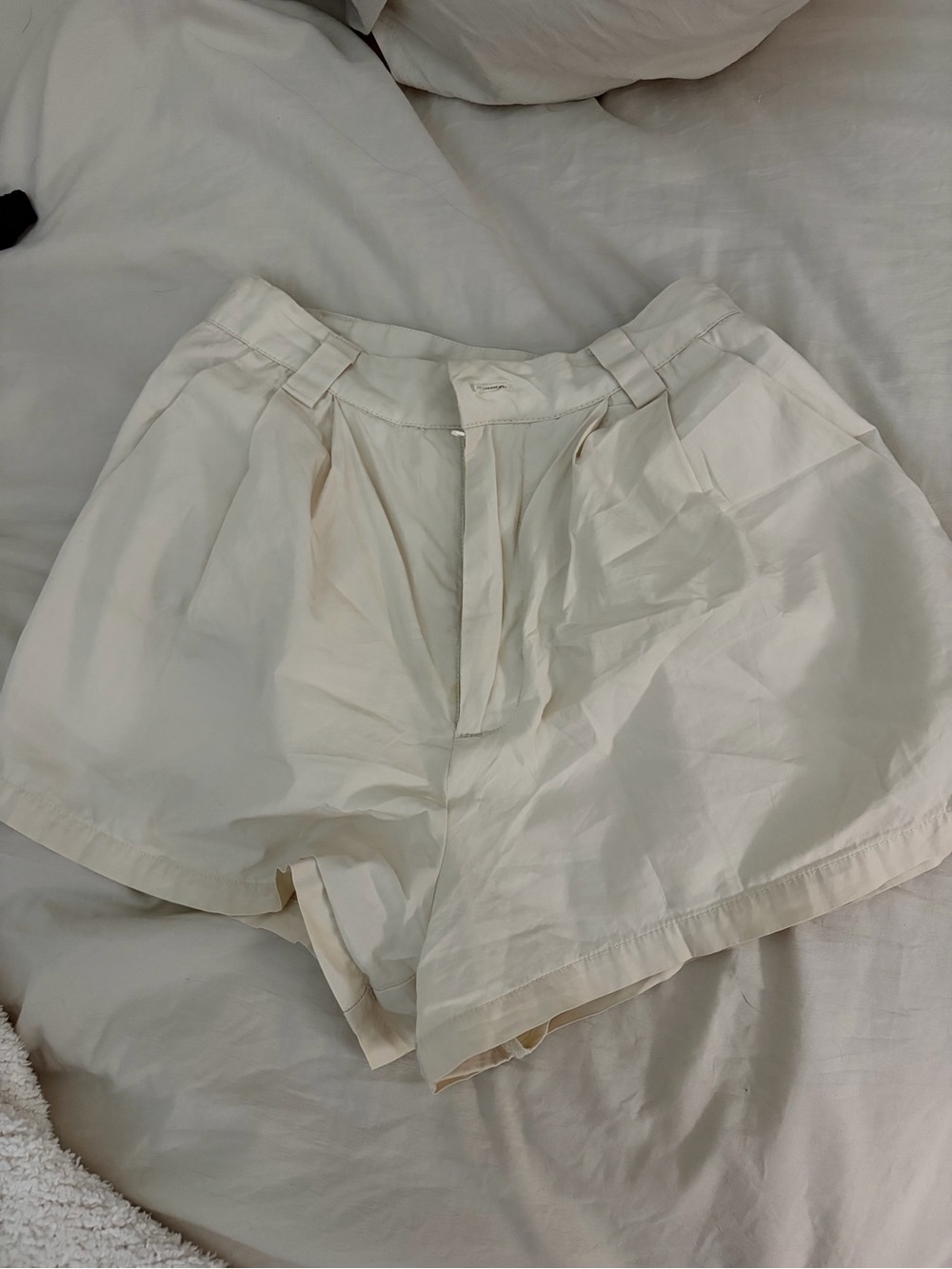 Princess Polly Cream High-Waist Pleated Shorts